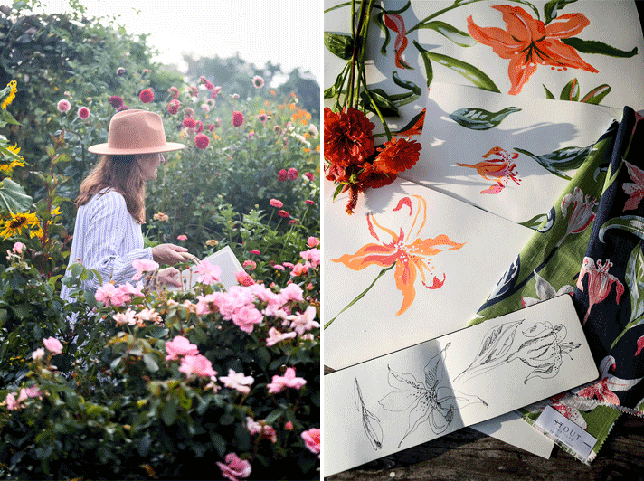 Victoria Larson, her drawings, and her Stout fabric