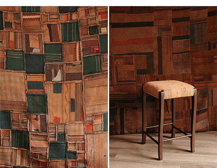 Back of quilt and stool