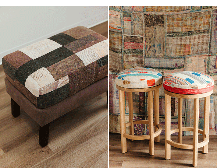Bench and 2 stools