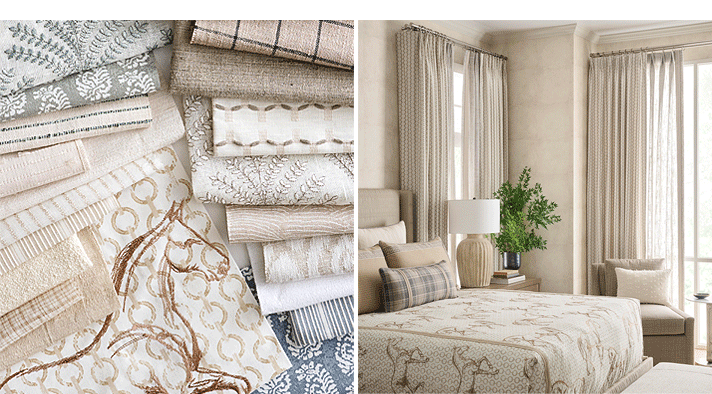 Vern Yip Trend fabrics in a bedroom