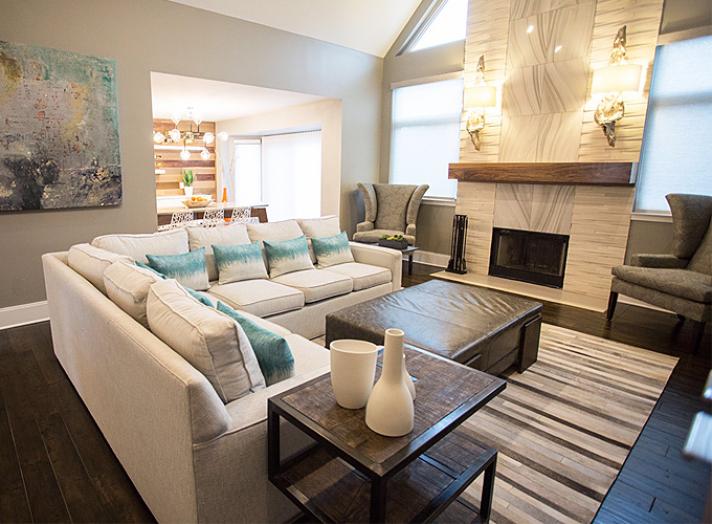 Sectional sofa in open floor plan deals