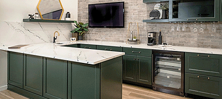 Green painted cabinetry