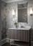 36 - Stalburg Design | Contemporary Bathroom, Modern Vanity, Metallic Floral Wallpaper