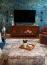 26 - UPDATED MAY 2026 - GHK | Living Room Shot with Teal Wallcovering/TV Feature Wall