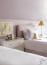 44 - Sissy Yellen, Charming bedroom design with a soft lavender color palette, featuring embroidered bedding, a patterned upholstered headboard, vintage-inspired decor, delicate floral accents, and a cozy natural woven lampshade for a feminine and inviting aesthetic.