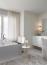 50 - Sissy Yellen, Modern luxury bathroom featuring a freestanding bathtub, polished marble flooring, a minimalist vanity design, and soft neutral tones, accented with elegant floral arrangements and contemporary lighting for a spa-like retreat.