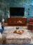 26 - GHK | Living Room Shot with Teal Wallcovering/TV Feature Wall